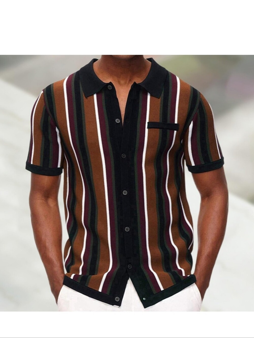 Paul Jones Retro Stripe Knit Polo Shirt Size 2X
